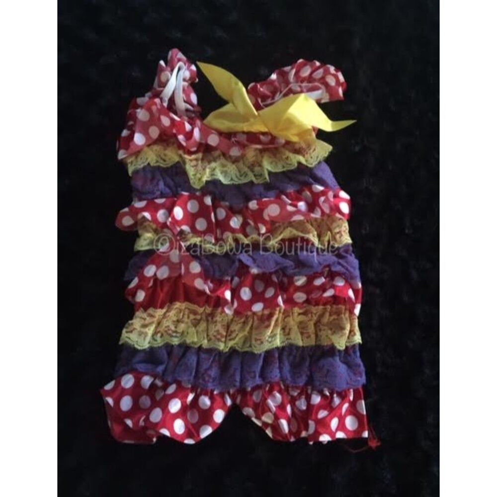 Polka Dot Party Satin Romper  RPDPL   Large 2T-3T   NWT Boutique